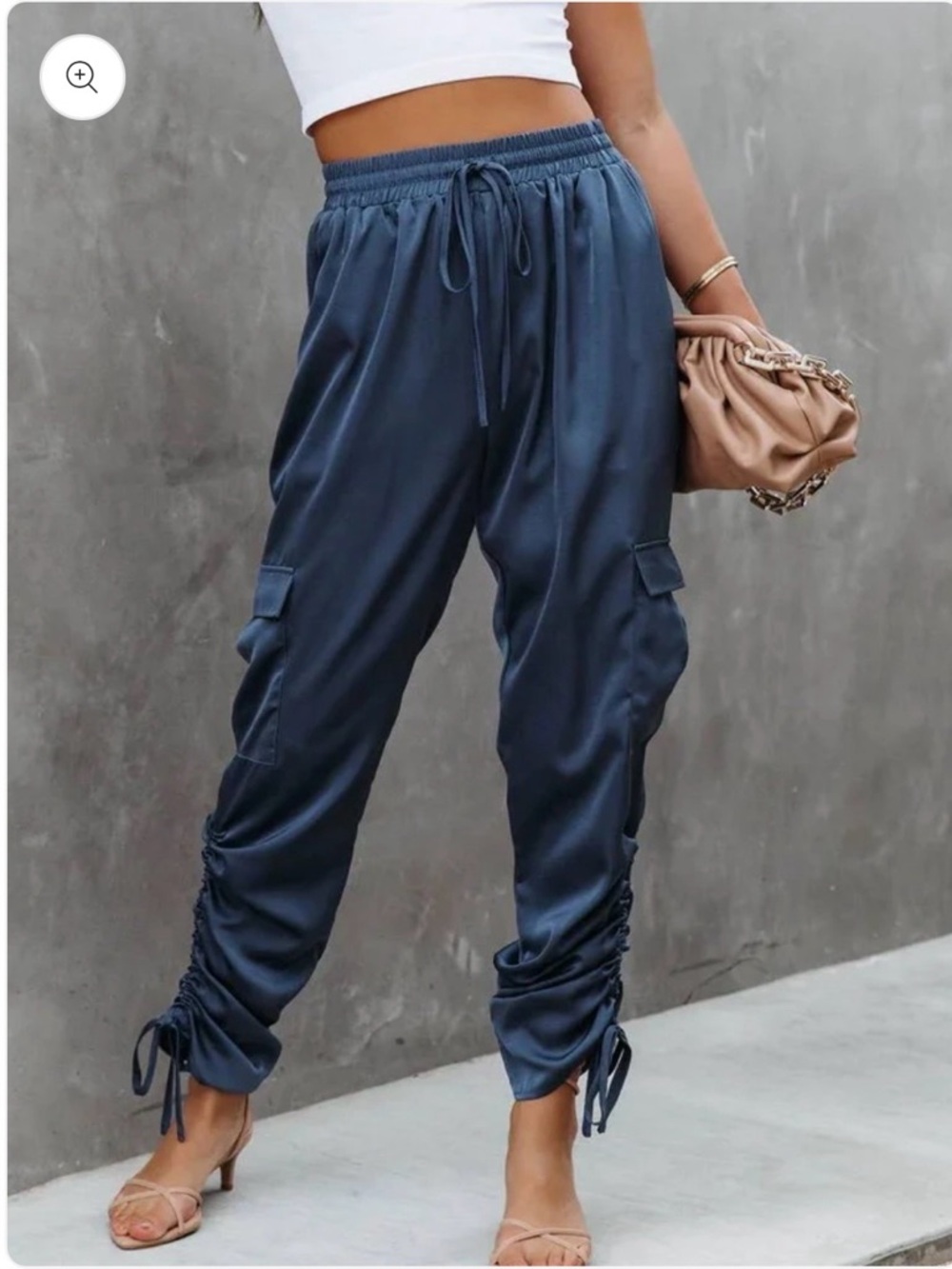 VICI Silk Navy Cargo Drawstring Track Joggers Size:Small